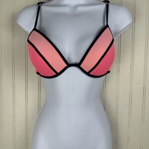Victoria Secret Color Block‎ Y2K Pink Bikini Top is Size 34C